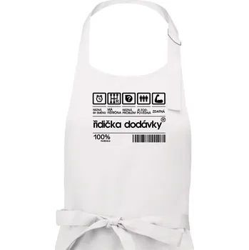 Kuchyňská zástěra Čárový kód - řidička dodávky - Dámská zástěra na vaření - Univerzální velikost ( Bílá )