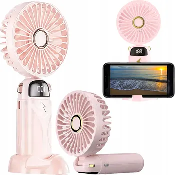 Domácí ventilátor Mini ventilátor Alogy přenosný větráček s podstavcem růžový