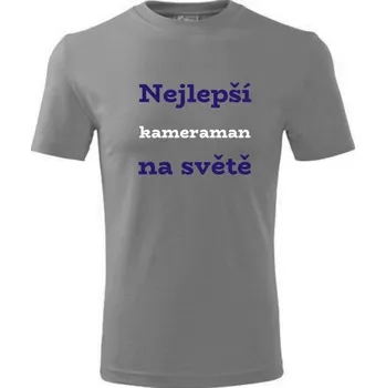 Šedé tričko nejlepší kameraman na světě - dárek pro youtubera - barva šedá - velikost L