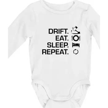 Drift Eat Sleep Repeat - Body kojenecké s dlouhým rukávem - Dlouhý r. do 3 měs ( Bílá )