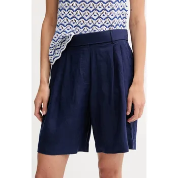 Dámské kraťasy Lněné kraťasy United Colors of Benetton tmavomodrá barva, high waist, 4AGHD901V 59A, vel. S