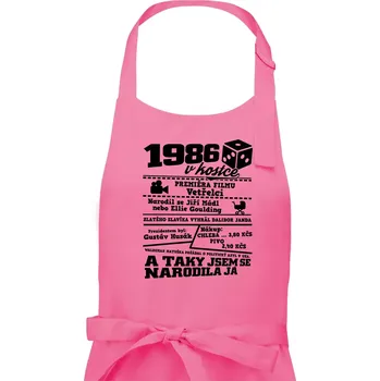 Kuchyňská zástěra 1986 v kostce - Dámská zástěra na vaření - Univerzální velikost ( Růžová )