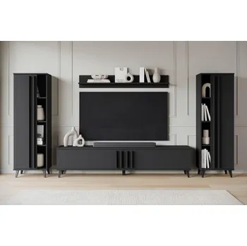 Obývací stěna XXXLutz OBÝVACÍ STĚNA, černá - 002778006503