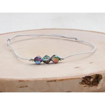 Šperk MagieKorálků.cz Šňůrkový náramek "BICONE" 10203 Barva: Šedá