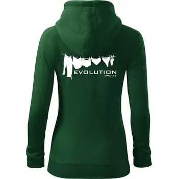Dámská mikina Evoluce spodního prádla - Dámská mikina trendy zipper s kapucí - XL ( Lahvově zelená )