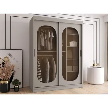 Šatní skříň Šatní skříň s posuvnými dveřmi Tirkon 150, Osvětlení: bez osvětlení, Barva: kašmír, Zásuvky: Ne MIRJAN 5903211426667