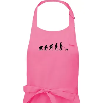 Kuchyňská zástěra Jezevčík Evoluce muž - Pánská zástěra na vaření - Univerzální velikost ( Růžová )