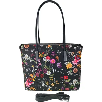 Kabelka Velká černá kabelka s květinami Anita