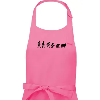Kuchyňská zástěra Evoluce ovce - Pánská zástěra na vaření - Univerzální velikost ( Růžová )