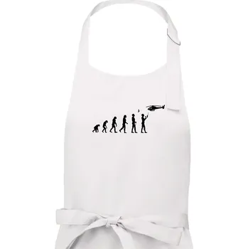 Kuchyňská zástěra Evoluce modeláře - Dámská zástěra na vaření - Univerzální velikost ( Bílá )