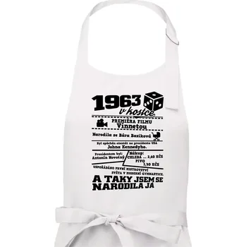 Kuchyňská zástěra 1963 v kostce - Dámská zástěra na vaření - Univerzální velikost ( Bílá )