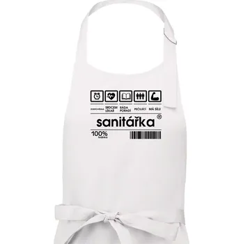 Kuchyňská zástěra Čárový kód sanitářka - Dámská zástěra na vaření - Univerzální velikost ( Bílá )