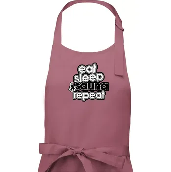Kuchyňská zástěra Eat sleep sauna repeat - Pánská zástěra na vaření - Univerzální velikost ( Starorůžová )
