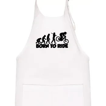 Kuchyňská zástěra Evoluce Born to ride - Dětská zástěra na vaření - Univerzální velikost ( Bílá )