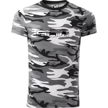 Pánské tričko Eat sleep Drift - Army CAMOUFLAGE - XL ( Šedý maskáč )