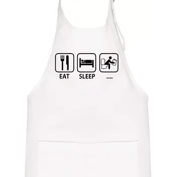 Kuchyňská zástěra Eat sleep záchod - Dětská zástěra na vaření - Univerzální velikost ( Bílá )