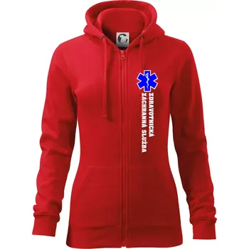 Dámská mikina Hvězda života - zdravotnická záchranná služba - Dámská mikina trendy zipper s kapucí - XS ( Červená )