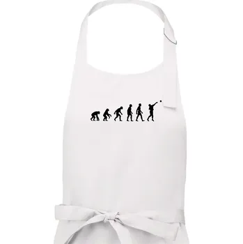 Kuchyňská zástěra Evoluce vrh koulí - Pánská zástěra na vaření - Univerzální velikost ( Bílá )
