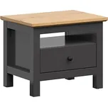 Moderní noční stolek se zásuvkou do ložnice Hesen - Black Red White - BRW Grafit / Dub Artisan 60x50 cm