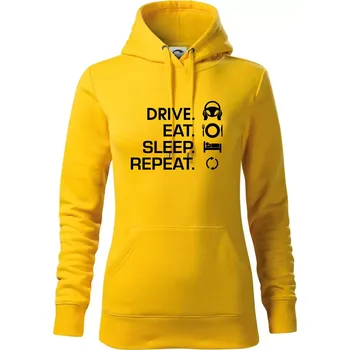 Dámská mikina Drive eat sleep repeat - Mikina dámská Cape s kapucí - XL ( Žlutá )