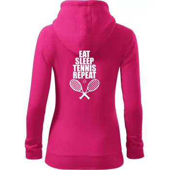 Dámská mikina Eat sleep tennis - Dámská mikina trendy zipper s kapucí - XL ( Purpurová )