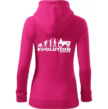 Dámská mikina Evoluce traktor - Dámská mikina trendy zipper s kapucí - S ( Purpurová )