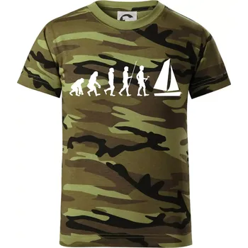 Evoluce plachtění - Dětské maskáčové triko - 122 cm/6 let ( Zelený maskáč )