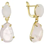 Pozlacené náušnice s růženínem a chalcedonem 11740.3