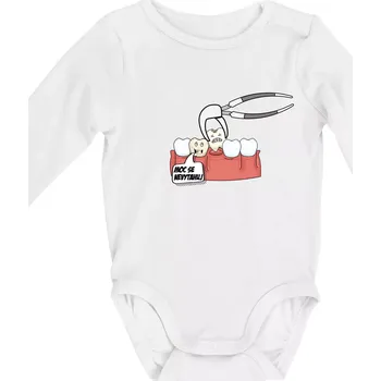 Moc se nevytahuj - zubař - Body kojenecké s dlouhým rukávem - Dlouhý r. 3-6 měs ( Bílá )