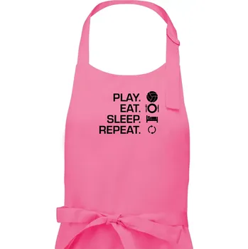 Kuchyňská zástěra Play Eat Sleep Repeat volejbal - Pánská zástěra na vaření - Univerzální velikost ( Růžová )
