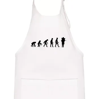 Kuchyňská zástěra Evoluce vojáka - plná polní - Dětská zástěra na vaření - Univerzální velikost ( Bílá )