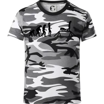 Chlapecké tričko Evoluce agility žena - Dětské maskáčové triko - 104-110cm / 3-4 roky ( Šedý maskáč )