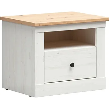 Noční stolek Noční stolek Frija - Black Red White - BRW Borovice Andersen bílá / Dub Artisan 58x48 cm