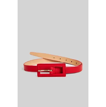 Opasek OPASEK GANT COVERED BUCKLE LEATHER SLIM BELT BRIGHT RED