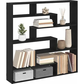 police vidaXL Nástěnná police 7 přihrádek černá kompozitní dřevo