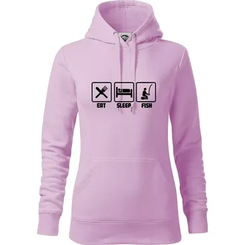 Dámská mikina Rybaření - Eat sleep Fish - Mikina dámská Cape s kapucí - XS ( Orchid )