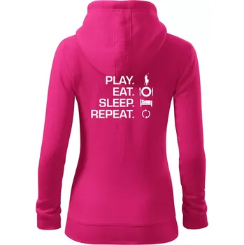 Dámská mikina Play Eat Sleep Repeat polo - Dámská mikina trendy zipper s kapucí - XL ( Purpurová )
