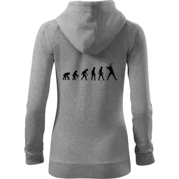 Dámská mikina Evoluce baseball pálkař nápřah - Dámská mikina trendy zipper s kapucí - XL ( Tmavě šedý melír )