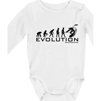 Kojenecký body Evoluce snowboardu - Body kojenecké s dlouhým rukávem - Dlouhý r. do 3 měs ( Bílá )