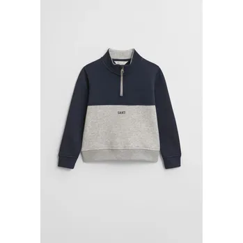 Dívčí mikina MIKINA GANT BLOCKED HALF ZIP SWEATSHIRT LIGHT GREY MELANGE