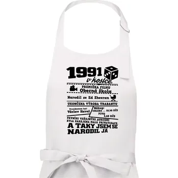Kuchyňská zástěra 1991 v kostce - Pánská zástěra na vaření - Univerzální velikost ( Bílá )