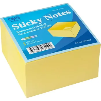 Samolepící bloček Auro 75x75 400l. žlutý