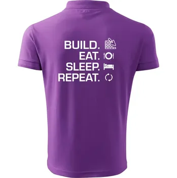 Pánská košile Build eat sleep repeat - cihly - Polokošile pánská Pique Polo 203 - 4XL ( Fialová )