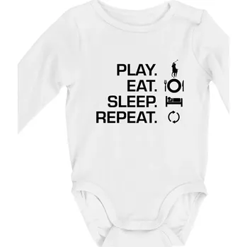 Play Eat Sleep Repeat polo - Body kojenecké s dlouhým rukávem - Dlouhý r. do 3 měs ( Bílá )
