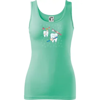 Dámské tričko Zubařské tričko - kartáček a jídlo - Dámské tílko - 2XL ( Mátová )