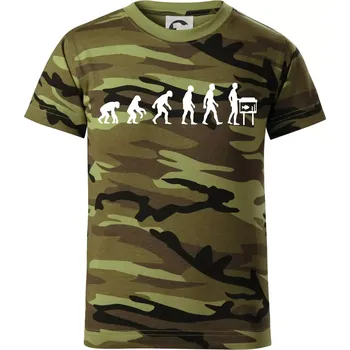 Evoluce akvaristika - Dětské maskáčové triko - 104-110cm / 3-4 roky ( Zelený maskáč )