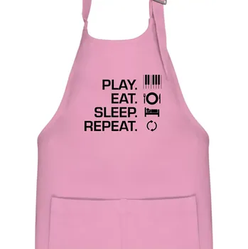 Kuchyňská zástěra Play eat sleep piano - Dětská zástěra na vaření - Univerzální velikost ( Růžová )