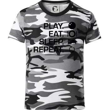 Chlapecké oblečení Play eat sleep squash - Dětské maskáčové triko - 146 cm/10 let ( Šedý maskáč )