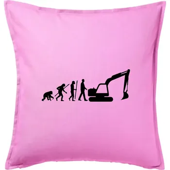 Polštář Evoluce bagr velký - Polštář 50x50 - 50x50 - Pouze potah ( Růžová )