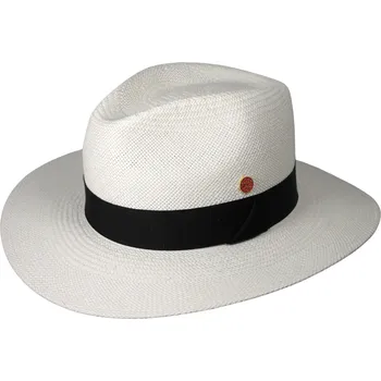 Klobouk Luxusní bílý panamský klobouk Fedora s černou stuhou - Mayser Gedeon - UV faktor 80 Velikost: 59 cm (L)